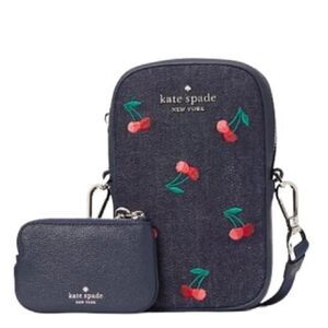 Kate Spade Cherry Blue Denim Rosie Crossbody Phone Bag
